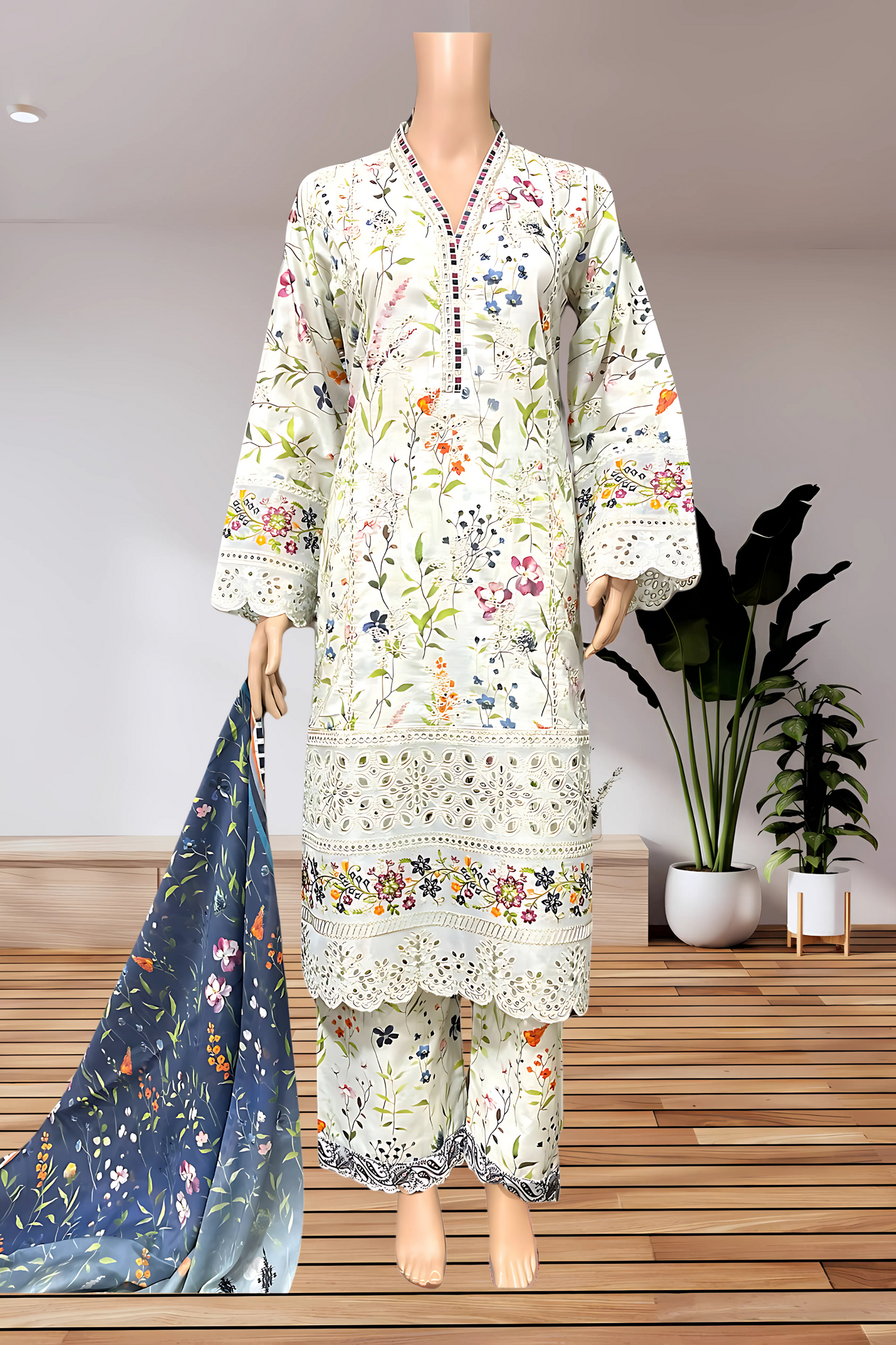 Grey Embroidered Luxury Lawn 3 Piece Stitched